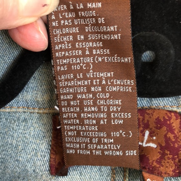 VINTAGE CHAGALL DENIM EMBELLISHED SMJACKET-HIPPIE BOHO APPLIQUÉ BEAD SEQUIN #043 - Picture 8 of 14